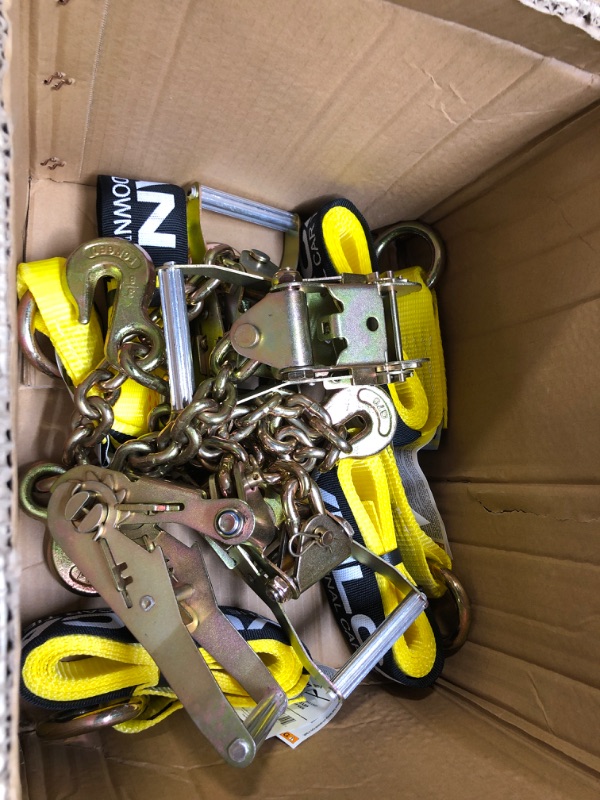 Photo 4 of vulcan (Pack of 4) Auto Hauler 5/16" G70 Chain Ratchet with 8' RTJ Cluster Hook Tie Down Set