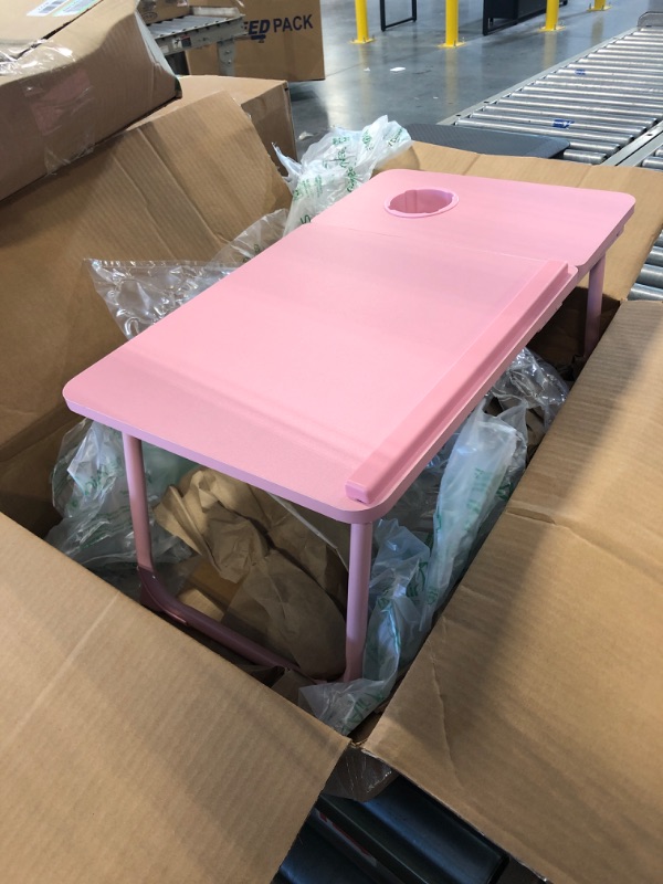 Photo 1 of Laptop Lap Desks, Bed Table Tray Desk, Portable Lap Desk for Laptop with Cup Holder, Foldable Bed Trays for Eating and Laptops, with Anti-Slip and Folding Function for Working, Writing
