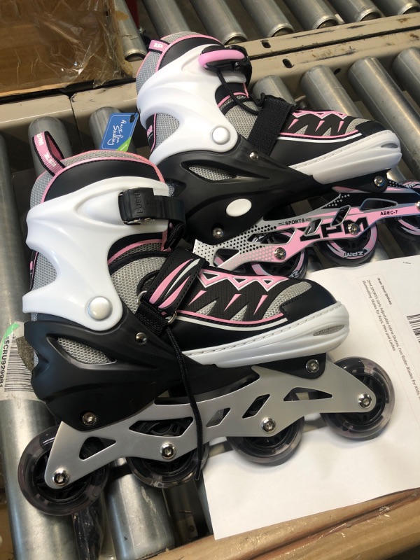 Photo 3 of 2PM SPORTS Cytia Pink Girls Adjustable Illuminating Inline Skates with Light up Wheels, Fun Flashing Beginner Roller Skates for Kids Pink Large - Youth (3-6 US)