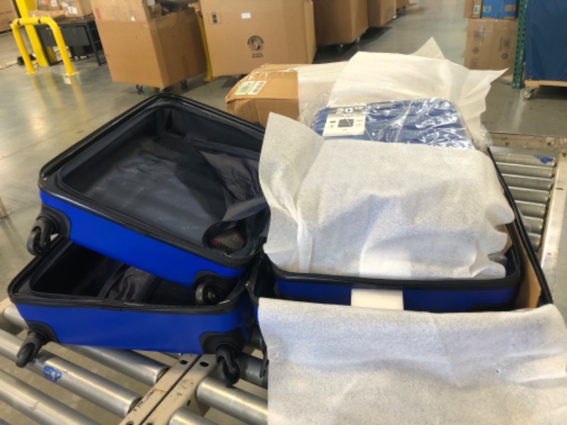 Photo 1 of Coolife Luggage 3 Piece Set Suitcase Spinner Hardshell Lightweight TSA Lock 4 Piece Set blue