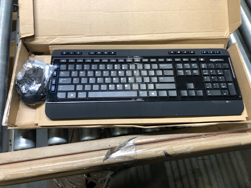 Photo 1 of Amazon Basics Wireless Computer Keyboard and Mouse Combo - Full Size - US Layout (QWERTY) & Gel Computer Mouse 