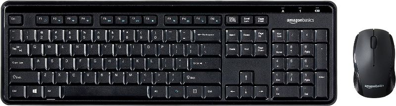 Photo 1 of Amazon Basics Wireless Computer Keyboard and Mouse Combo - Full Size - US Layout (QWERTY) & Gel Computer Mouse 