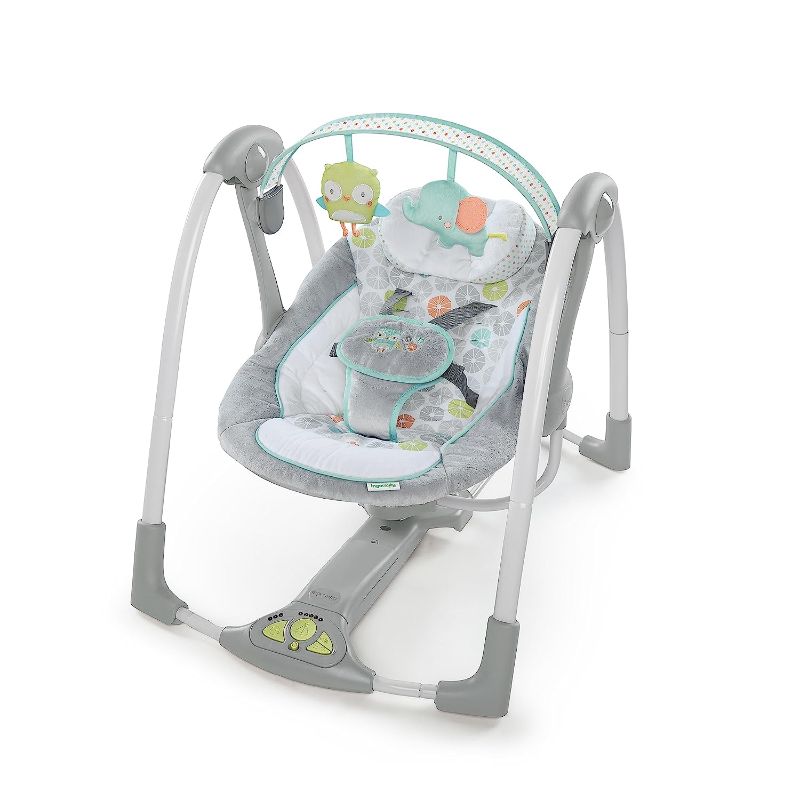 Photo 1 of Ingenuity Swing 'n Go 5-Speed Baby Swing - Foldable, Portable, 2 Plush Toys & Sounds, 0-9 Months 6-20 lbs (Hugs & Hoots)
