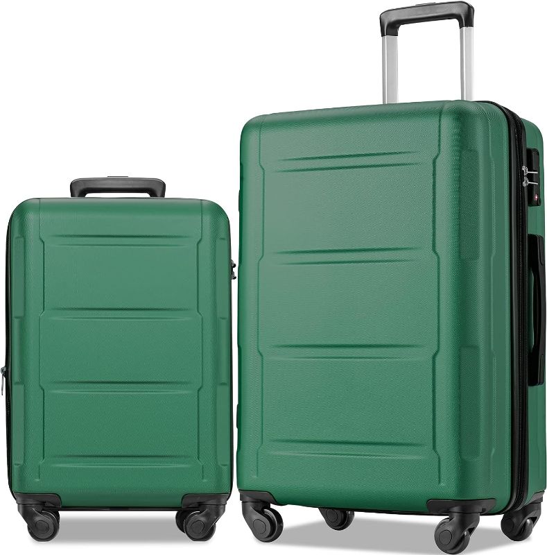 Photo 1 of Merax Luggage Sets 2 Piece Suitcase Set 20/24,Carry on Luggage Airline Approved,Hard Case with Spinner Wheels,Dark Green
