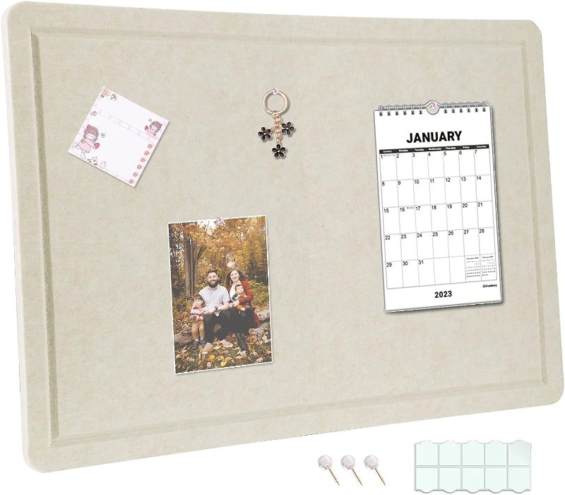 Photo 1 of EGINO Felt Bulletin Board, 15.7' x 23.6' Pin Board for Offices Home Wall Decoration, Notice Board with Push Pins for Paste Notes, Photos, Schedules Better Than Cork Board(Light Brown)
