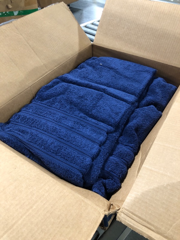 Photo 2 of American Soft Linen Luxury 4 Piece Bath Towel Set for Bathroom, 100% Turkish Cotton, 27x54 in Extra Large Bath Towels 4-Pack, Shower Towels, Navy Blue Navy Blue Bath Towel Set