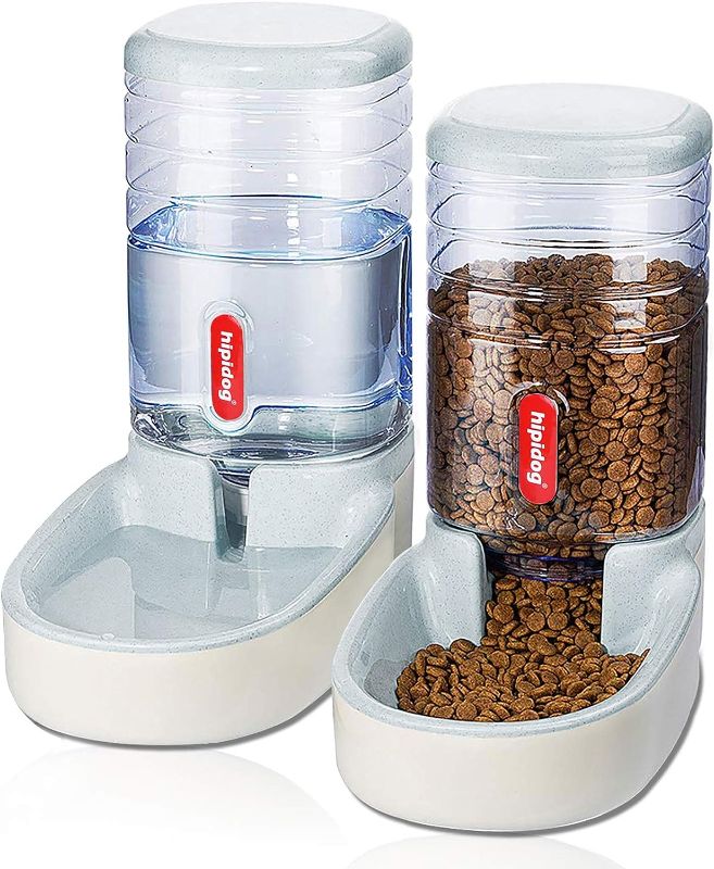 Photo 1 of Automatic Pet Feeder Small&Medium Pets Automatic Food Feeder and Waterer Set 3.8L, Travel Supply Feeder and Water Dispenser for Dogs Cats Pets Animals (Gray)
