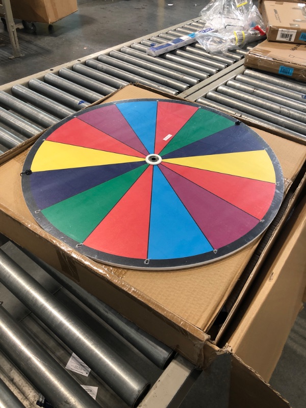 Photo 2 of 24 Inch Dual Use Spinning Prize Wheel 14 Slots Color Tabletop and Floor Roulette Wheel of Fortune, Spin The Wheel with Dry Erase Marker and Eraser Win The Fortune Spinner Game for Carnival Trade Show
