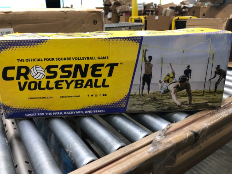 Photo 2 of CROSSNET 4-Way Volleyball Net with Carrying Backpack & Ball - 4 Square Volleyball Game Set for Adults and Kids - Quick Assemble Outdoor Game - Backyard Yard Games CROSSNET Family