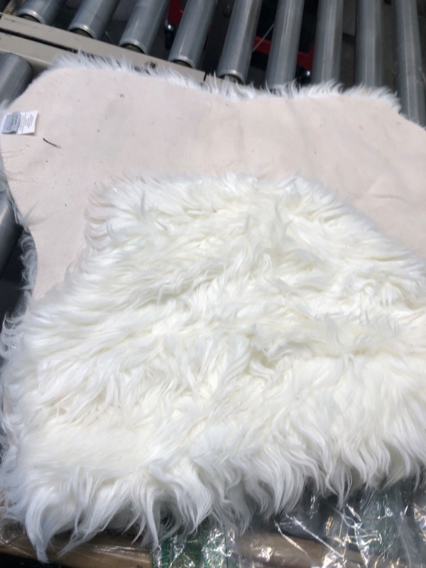 Photo 3 of Ashler Faux Fur Rug, Fluffy Shaggy Area Rug Ultra Soft 2 x 3 Feet Sheepskin Fur Rug, White Fuzzy Rug Machine Washable Shag Rug, Nursery Decor Throw Rugs for Bedroom, Kids Room, Living Room 2 x 3 ft White