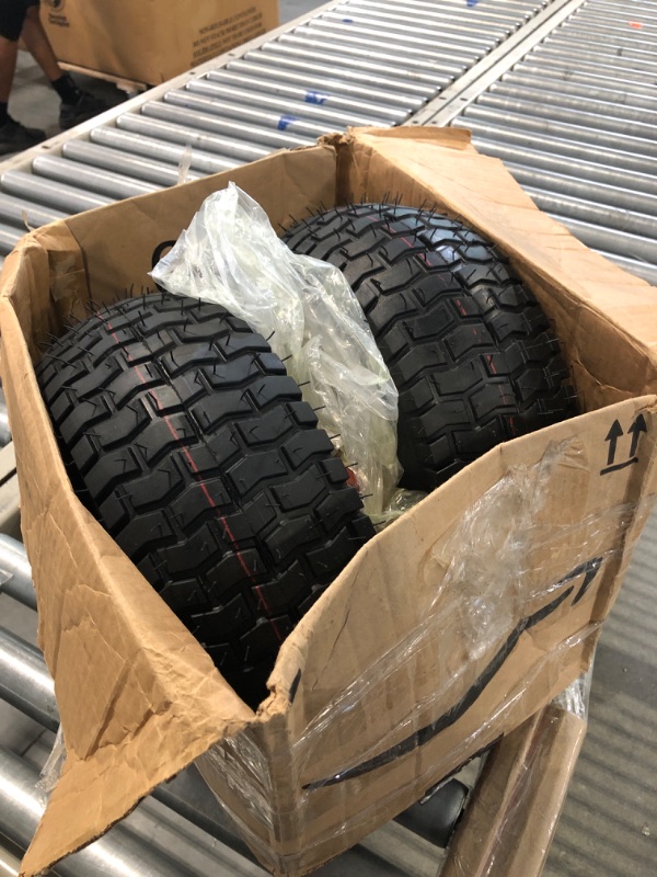 Photo 2 of 13x5.00-6 Tire and Wheel Assembly (2-Pack), Tubeless Lawn Mower Tire with Rim, with 3/4” Bushings and 3” Centered Hub Length
