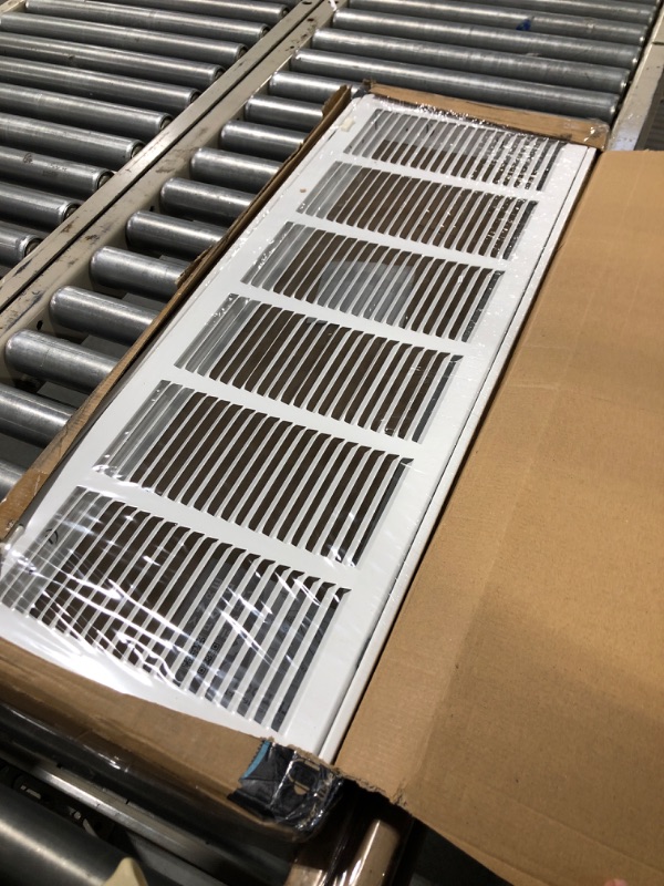 Photo 2 of 30" X 10" Steel Return Air Filter Grille for 1" Filter - Easy Plastic Tabs for Removable Face/Door - HVAC Duct Cover - Flat Stamped Face -White [Outer Dimensions: 31.75w X 11.75h] 30" X 10" White