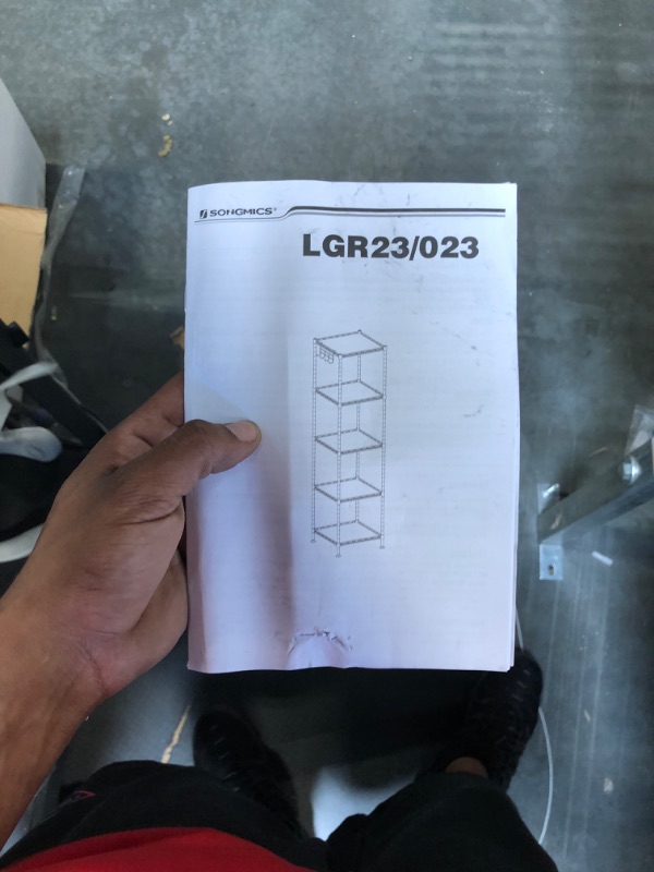 Photo 5 of SONGMICS Bathroom Shelf, Storage Rack for Small Space, Total Load Capacity 220 lb, 11.8 x 11.8 x 48.6 Inches, with 5 PP Sheets, Removable Hooks, Extendable Design, Black and Translucent ULGR23BK Black + Translucent