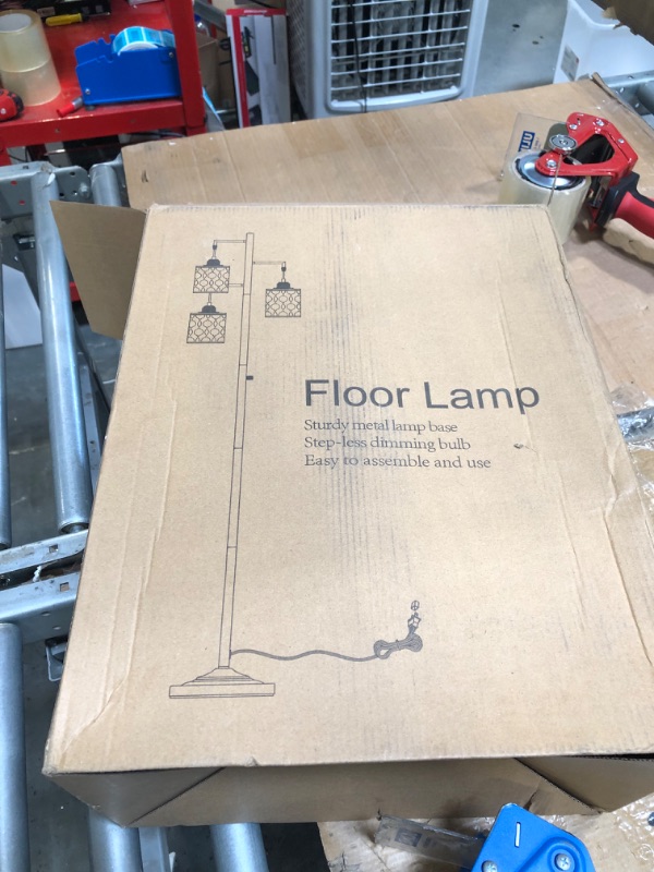 Photo 1 of 68" Industrial Floor Lamp, Dimmable Farmhouse Floor Lamp for Living Room, 3 Light Rustic Standing Tall Lamp Including 3 PCS 6W E26 Bulbs, Sturdy Base Vintage Floor Lamp for Bedrooms Room, Office, Bar
