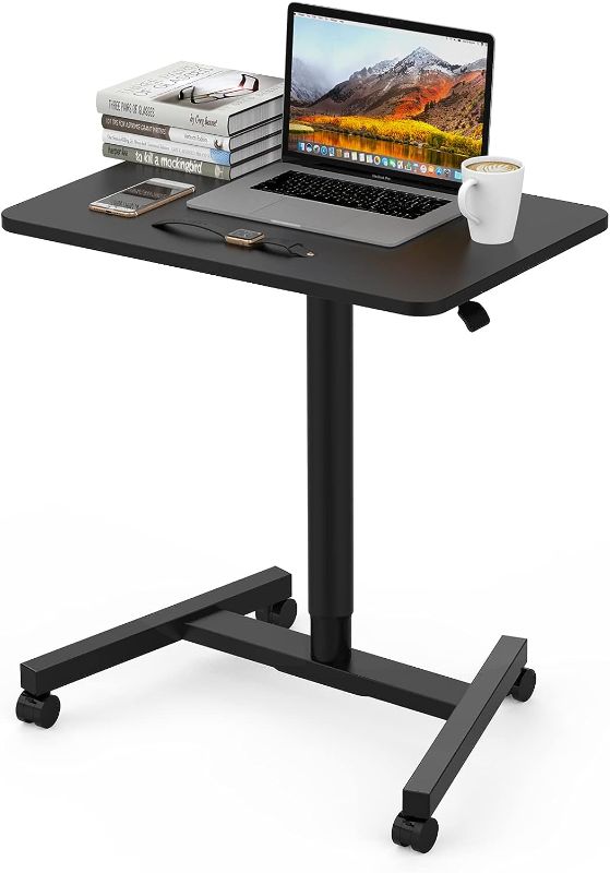 Photo 1 of Velocvil 28 Inch Height Adjustable Rolling Laptop Sit Standing Desk Black