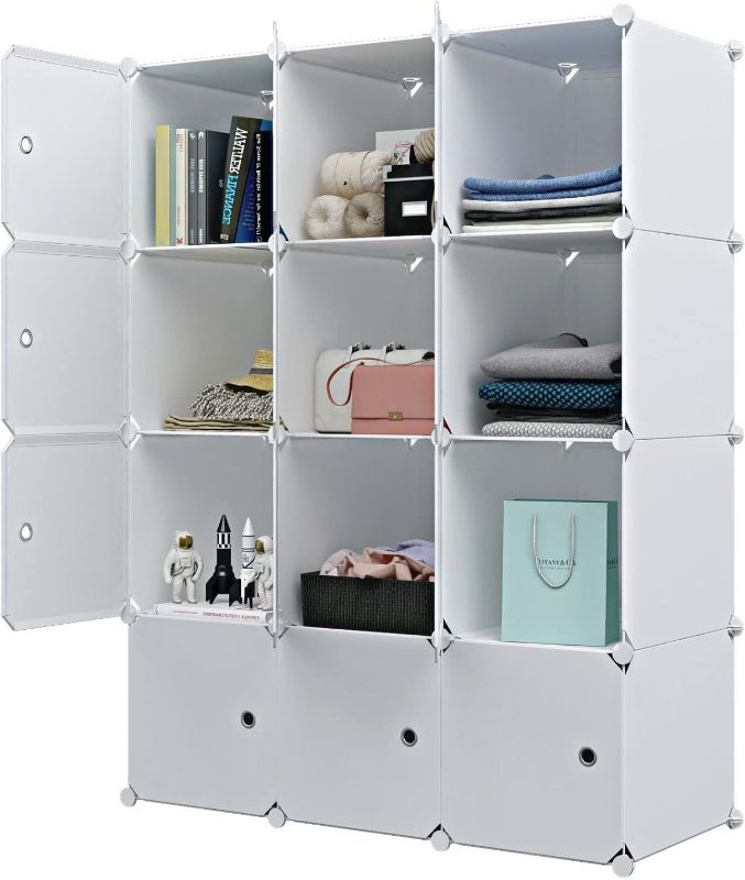 Photo 1 of KOUSI Large Cube Storage - 14"x18" Depth Cube (12 Cubes) Organizer Shelves Clothes Dresser Closet Storage Organizer Cabinet Shelving Bookshelf Toy Organizer, White