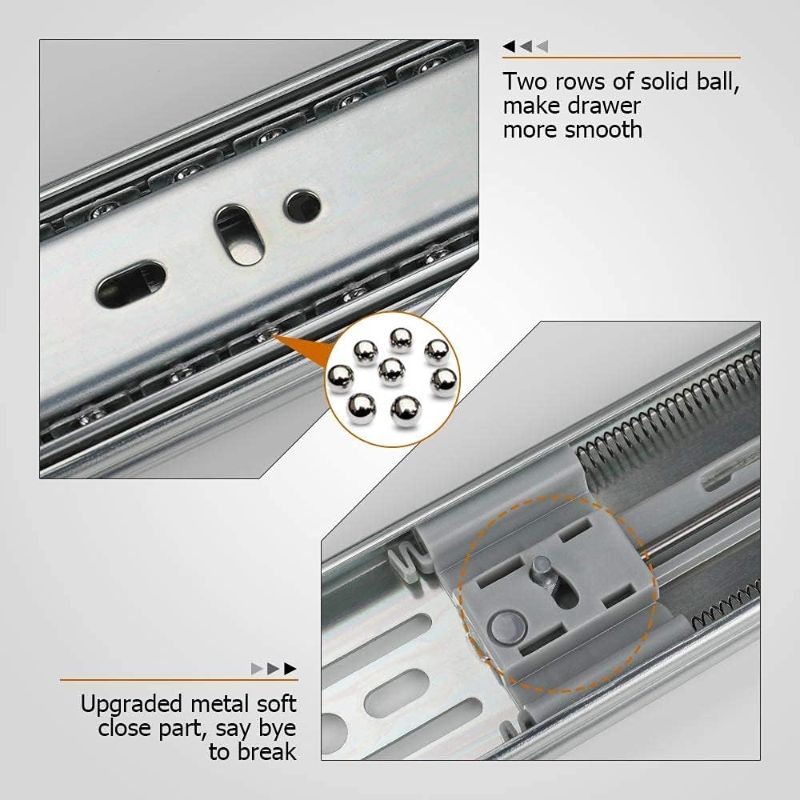 Photo 1 of 1 Pair Heavy Duty Drawer Slides 22 inch Soft Close Ball Bearing Drawer Slides - LONTAN 4502S3-22 Drawer Rails Heavy Duty 100 LB Capacity Full Extension Drawer Slides