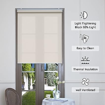 Photo 1 of AOSKY Solar Window Shades Cordless Light Filtering Roller Shades with 5% Openness Solar Screen Semi Sheer UV Protection Blinds for Windows Office Home Easy to Install 35" W x 72" H ?Cream