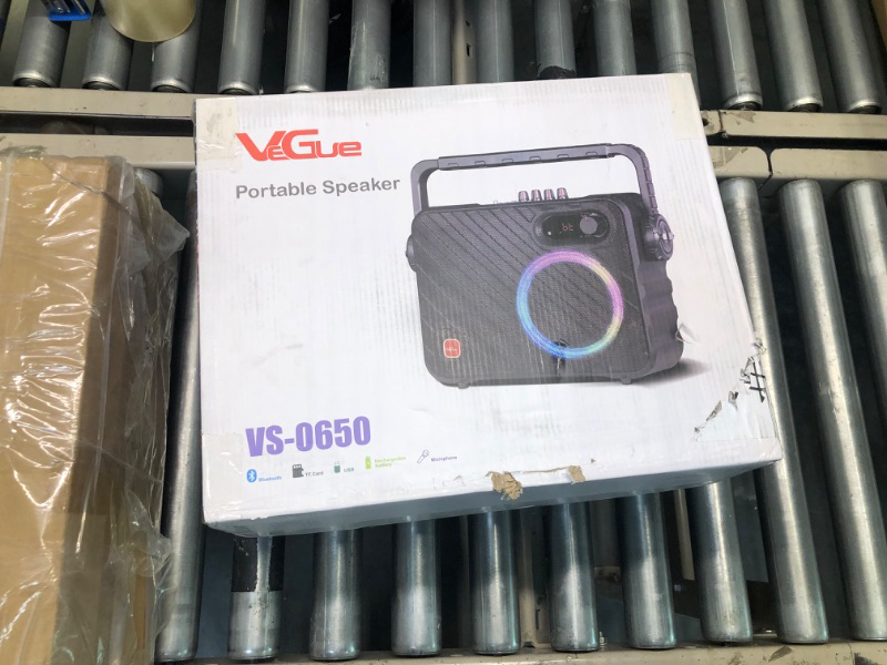 Photo 2 of Portable Karaoke Machine, VeGue Bluetooth PA System with 6.5” Subwoofer, Colorful LED Lights, 2 UHF Wireless Mics, Ideal for Various Indoor/Outdoor Activities(VS-0650)