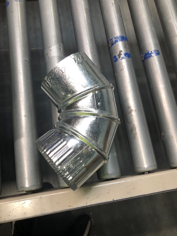Photo 2 of 6 Inch 90-Degree HVAC Elbow Duct - Galvanized 26 Gauge Adjustable Sheet Metal Elbow Duct Connector, Flexible Round Tube Air Ventilation & Fully Adjustable Vent Pipe HVAC Ductwork