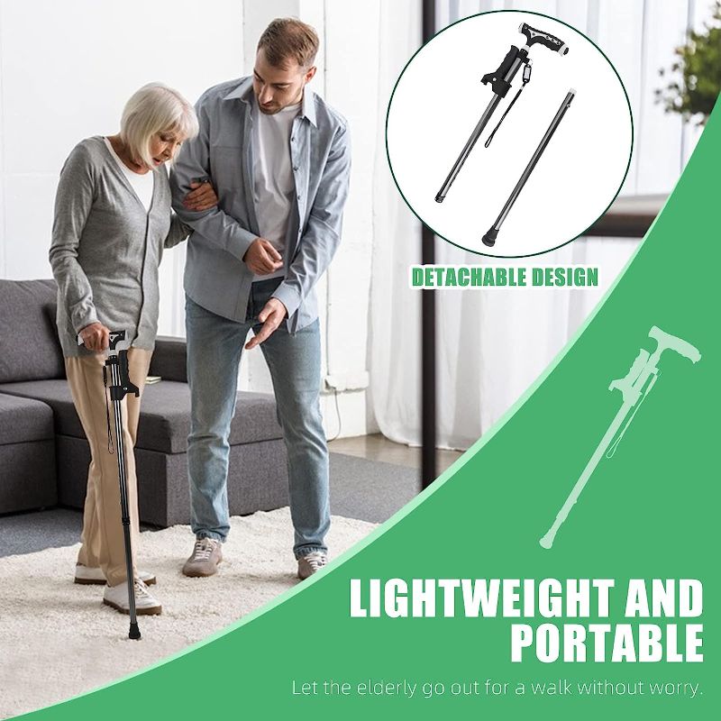 Photo 1 of Hold 440 Lbs Walking Cane for Men & Women Aluminum Alloy Lightweight Height Adjustable Walking Stick Heavy Duty Foldbale Free Standing Cane with LED for Seniors Adults