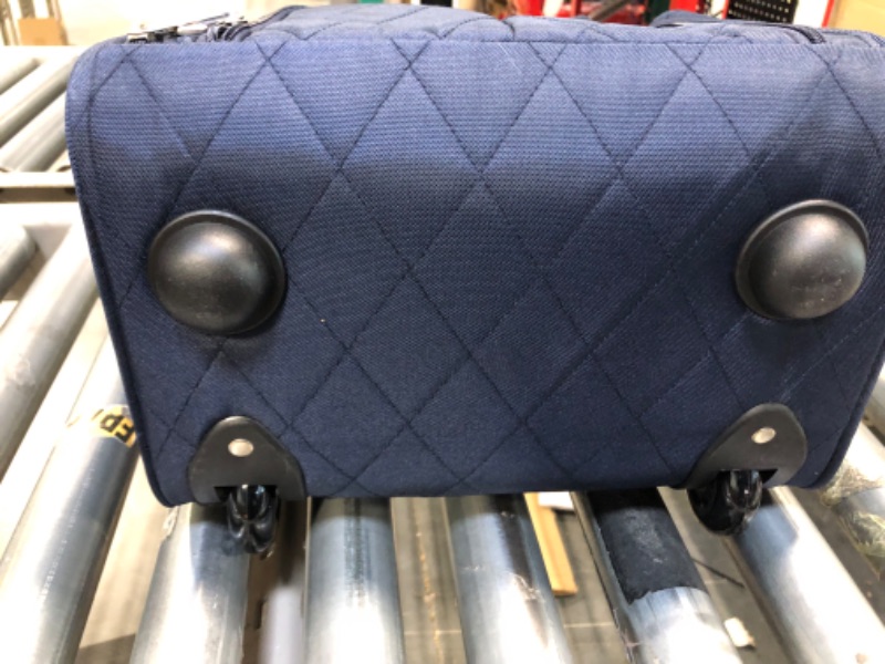Photo 1 of Amazon Basics Underseat Carry-On Rolling Travel Luggage Bag, 14 Inches, Navy Blue Quilted Navy Blue Quilted Luggage Bag