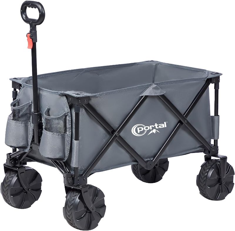 Photo 1 of PORTAL Collapsible Folding Utility Wagon, Foldable Wagon Carts Heavy Duty, Large Capacity Beach Wagon with All Terrain Wheels, Outdoor Portable Wagon for...
