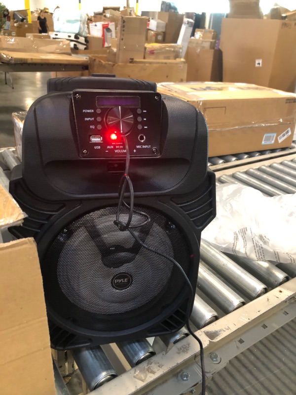 Photo 2 of Pyle 400W Portable Bluetooth PA Loudspeaker - 8” Subwoofer System, 4 Ohm/55-20kHz, USB/MP3/FM Radio/ ¼ Mic Inputs, Multi-Color LED Lights, Built-in Rechargeable Battery w/ Remote Control -PPHP844B