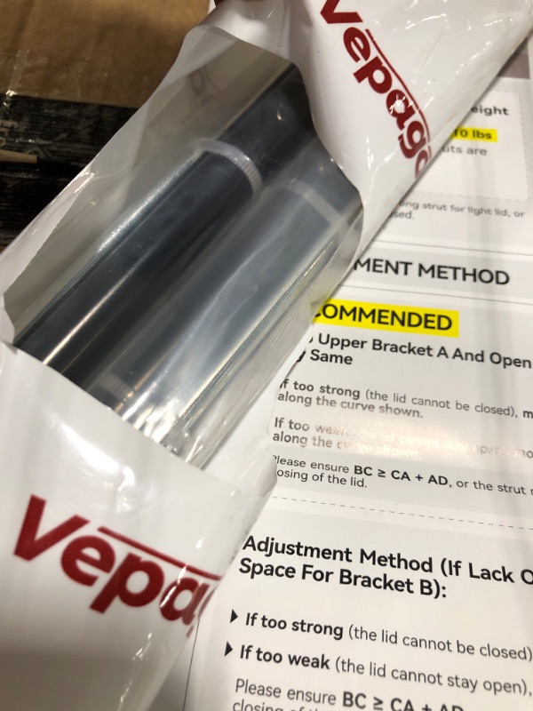 Photo 5 of C16-08053 19.7 inch 80lb Per Gas Strut Shock for RV Bed Truck Tonneau Cover TV Cabinet Floor Hatch Door Shed Window and other Heavy Duty Box Lid, Set of 2 Vepagoo 80LB Black