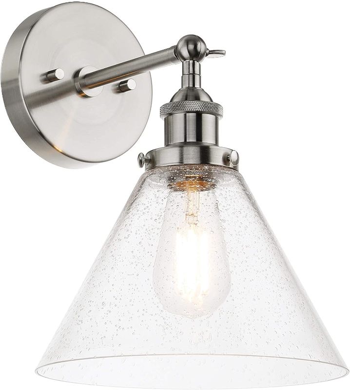 Photo 1 of XiNBEi Lighting Wall Sconce, Industrial 1 Light Sconces Wall Lighting Clear Seeded Glass Wall Light Fixture with Adjustable Arm Brushed Nickel Finish XB-W1280-BN
