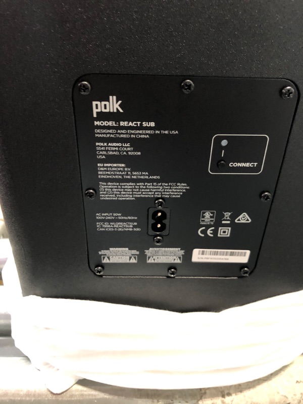 Photo 5 of Polk React 7" Wireless Subwoofer - Designed to Add Deep, Impactful Bass to Polk React Soundbar, Bass Adjust EQ, Amazon Alexa Compatible