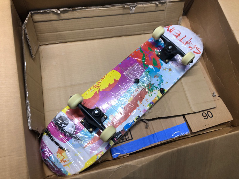 Photo 3 of ANDRIMAX Skateboards-Complete Skateboards for Beginners Kids Boys Girls Adults Youth-Standard Skateboards 31’’x8’’ with 7 Lays Maple Deck Pro Skateboards, Longboard Skate Boards Graffiti