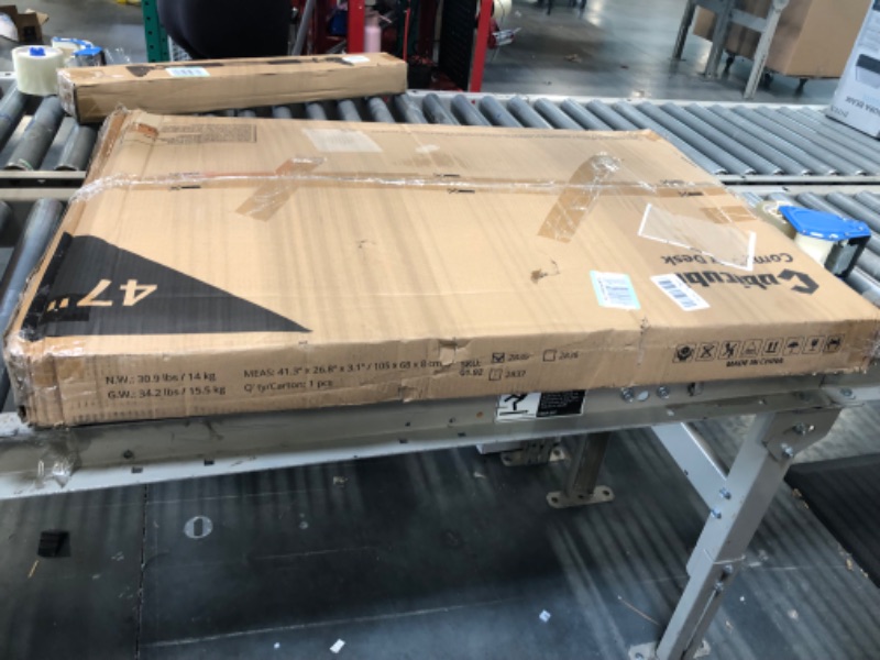 Photo 1 of CubiCubi Computer Home Office Desk, 47 Inch Small Desk Study Writing Table with Storage Shelves, Modern Simple PC Desk with Splice Board, Brown Black Finish 47 inch Brown Black Finish