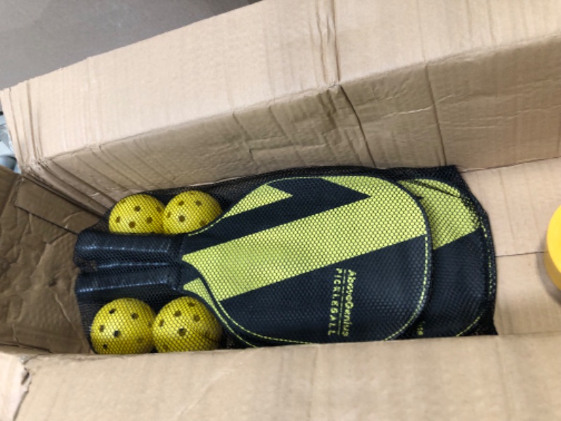 Photo 3 of AboveGenius Pickleball Paddles, Pickleball Set, Includes 4 Premium Wood Pickleball Paddles, 4 Pickleball Balls,1 Portable Net(17 FT),1 Storage Bag,1 Carry Bag,and 1 Court Marker