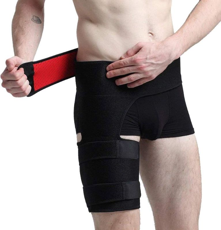 Photo 1 of Beister Men and Women Adjustable Hip Groin Stabilizer and Hip Brace for Sciatica Pain Relief, Thigh Leg Compression Support Wrap Sleeve for, Hip Joint Pain, Quad Hamstring Joints Recovery
