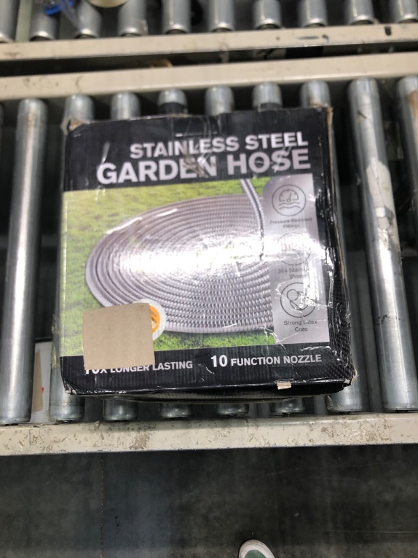 Photo 2 of 25ft Garden Hose Made by Metal with Super Tough and Soft Water Hose, Household Stainless Steel Hose, Durable Metal Hose with Adjustable Nozzle, No Kinks and Tangles, Easy to Store with Storage Strap Garden Hose 25ft