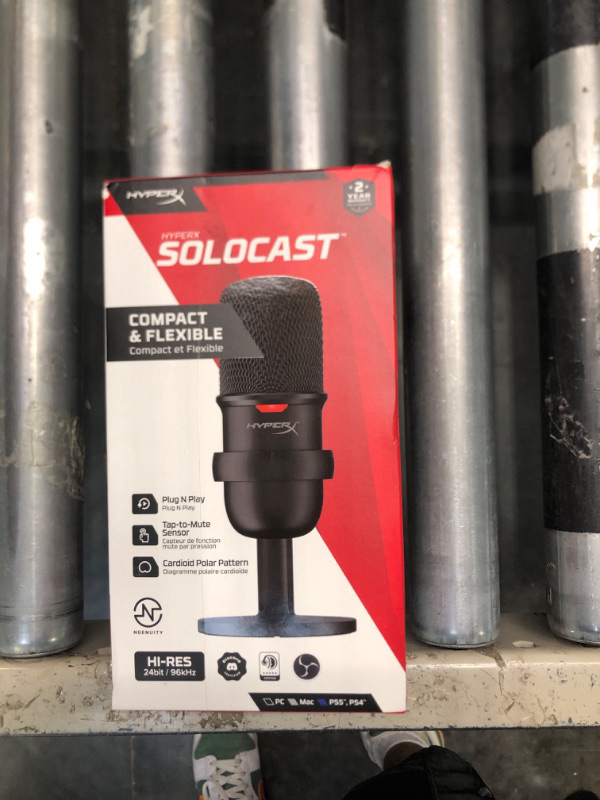 Photo 2 of HyperX SoloCast – USB Condenser Gaming Microphone, for PC, PS4, PS5 and Mac, Tap-to-Mute Sensor, Cardioid Polar Pattern, great for Streaming, Podcasts, Twitch, YouTube, Discord,Black Microphone Black