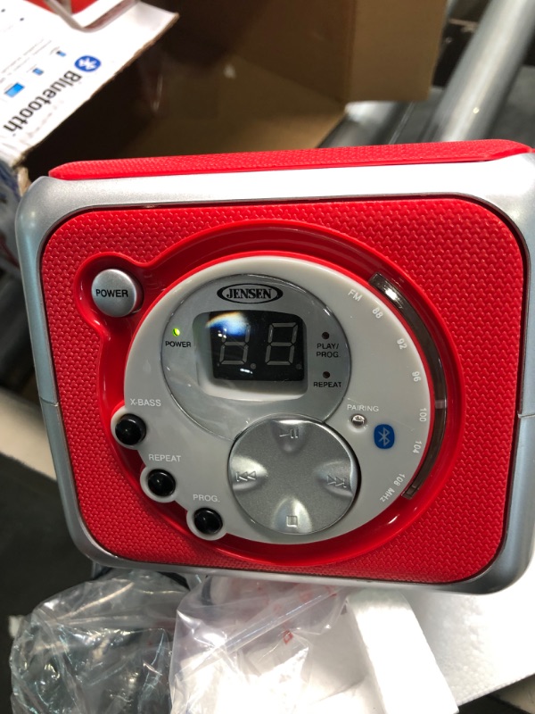 Photo 2 of 
Jensen CD-555RS Red CD Bluetooth Boombox Portable Bluetooth Music System with CD Player +CD-R/RW & FM Radio with Aux-in & Headphone Jack Line-in Limited Edition- (Red)Jensen CD-555RS Red CD Bluetooth Boombox Portable Bluetooth Music System with CD Play…