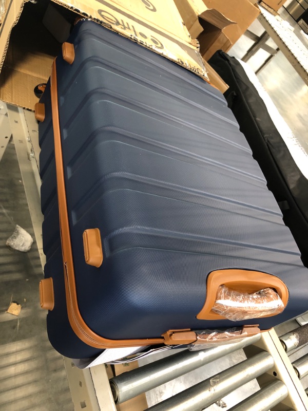 Photo 2 of Coolife Luggage 3 Piece Set Suitcase Spinner Hardshell Lightweight TSA Lock 4 Piece Set apricot navy