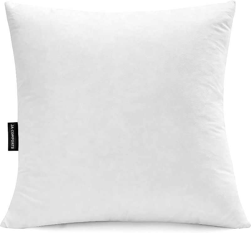 Photo 1 of  COMFORTS 28×28 Premium Goose Down Feather Throw Pillow Inserts(Set of 1)-5% Down Filling,High Filling Weight,250 TC Cotton Cover, Square, White