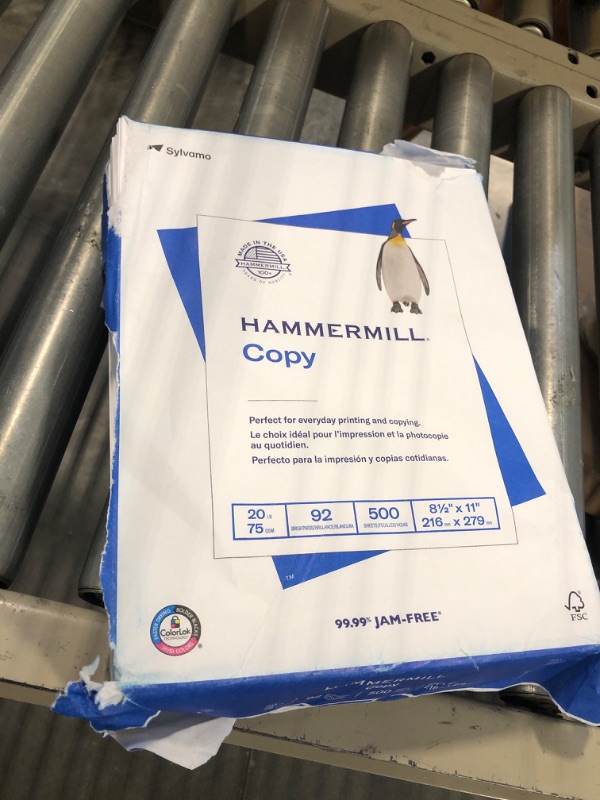 Photo 1 of Hammermill Printer Paper, 20 Lb Copy Paper, 8.5 x 11 - 8 Ream (4,000 Sheets) - 92 Bright, Made in the USA