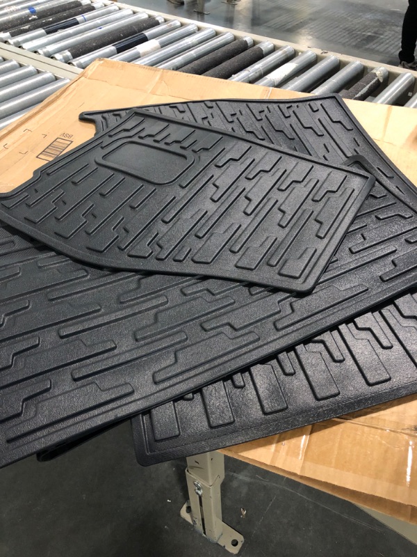 Photo 2 of Motor Trend Original FlexTough Black Rubber Car Floor Mats for 3 Row Vehicles, Front & Rear 2nd Row Deep Dish All Weather Automotive Heavy Duty Trim to Fit, Automotive Liners for Cars Truck Van SUV