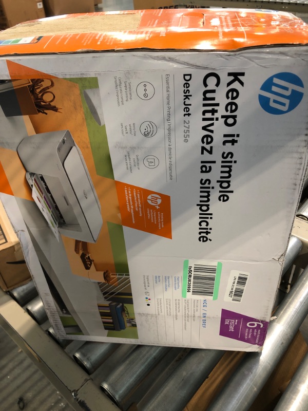 Photo 2 of HP DeskJet 2755e Wireless Color All-in-One Printer with bonus 6 months Instant Ink (26K67A), white