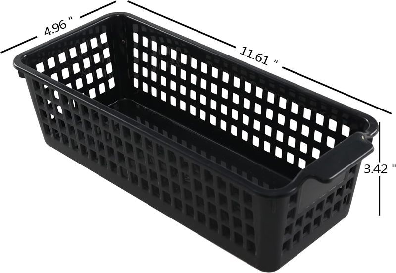 Photo 2 of Yarebest Plastic Slim Storag Basket, Small Organizer Basket Bins, Black