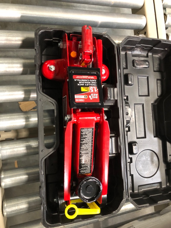 Photo 3 of Big Red T820014s Torin Hydraulic Trolley Service/Floor Jack with Blow Mold Carrying Storage Case, 2 Ton (4,000 lb) Capacity, Red