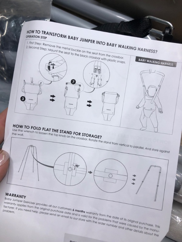 Photo 2 of Cowiewie 2 in 1 Baby Jumper, with Strong Support Stand and Baby Walking Harness Function, Fun Activity for 6-24 Months Baby Infant