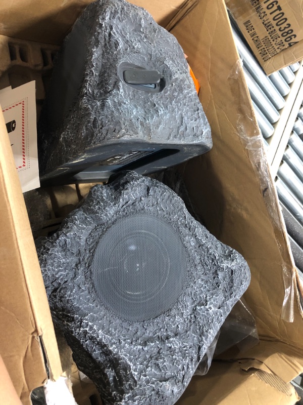 Photo 3 of Innovative Technology Outdoor Rock Speaker Pair - Wireless Bluetooth Speakers for Garden, Patio, Waterproof, Built for all Seasons & Solar Powered with Rechargeable Battery, Music Streaming - Charcoal