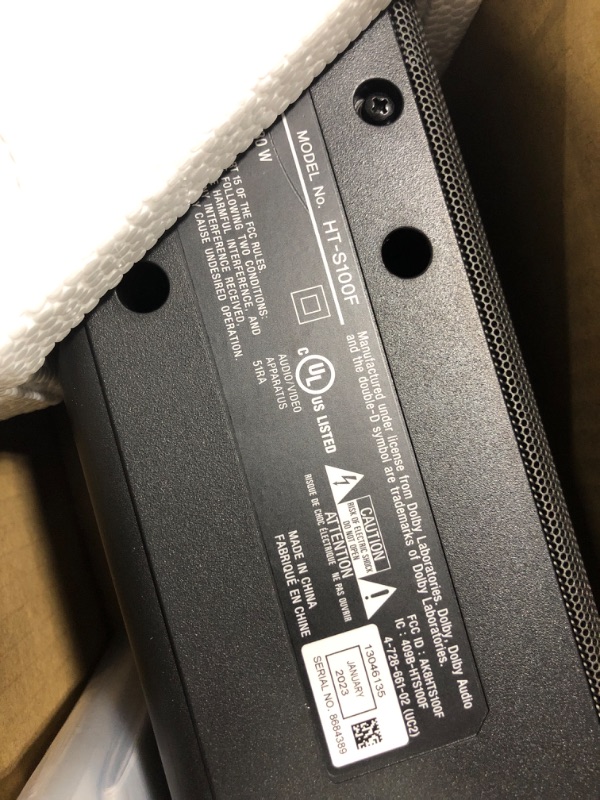 Photo 1 of Sony S100F 2.0ch Soundbar with Bass Reflex Speaker, Integrated Tweeter and Bluetooth, (HTS100F), easy setup, compact, home office use with clear sound black