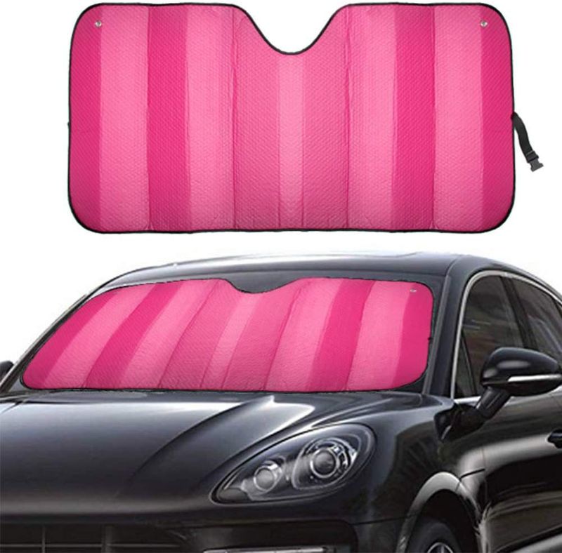 Photo 1 of MCBUTY Windshield Sun Shade for Car Pink Thicken 5-Layer UV Reflector Auto Front Window Sunshade Visor Shield Cover and Keep Your Vehicle Cool(57" × 27.5")