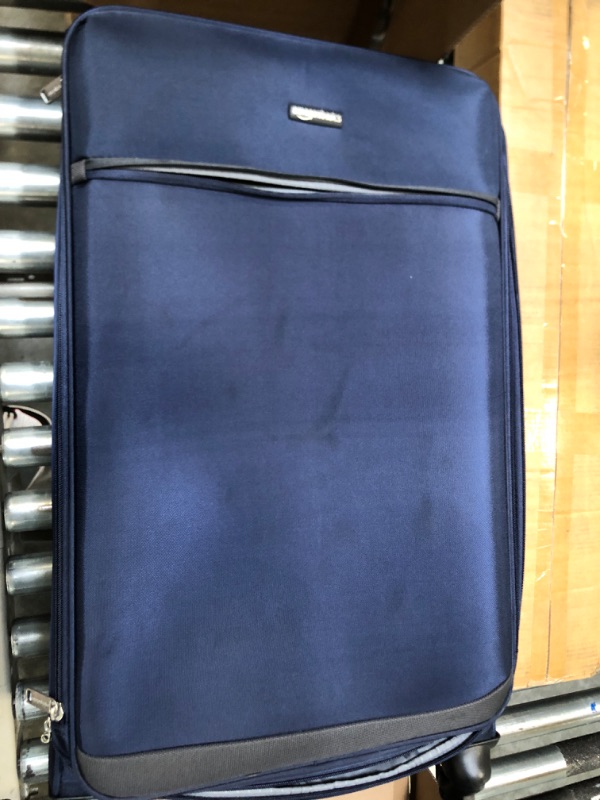 Photo 3 of Amazon Basics 30-Inch Navy Blue Softsided Check-in Trolley Navy Blue 30-inch Suitcase
